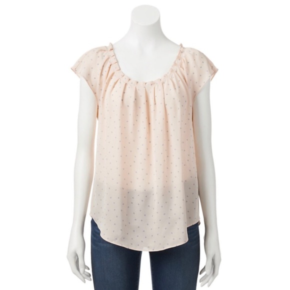 LC Lauren Conrad Pleated Top (Dabney Dot Shell) - Picture 1 of 3